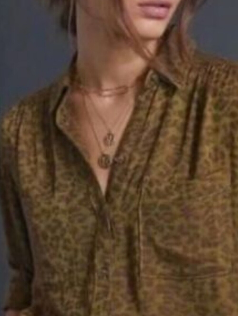 Anthropologie Pilcro Leopard Print Shirt Button Down Olive Green